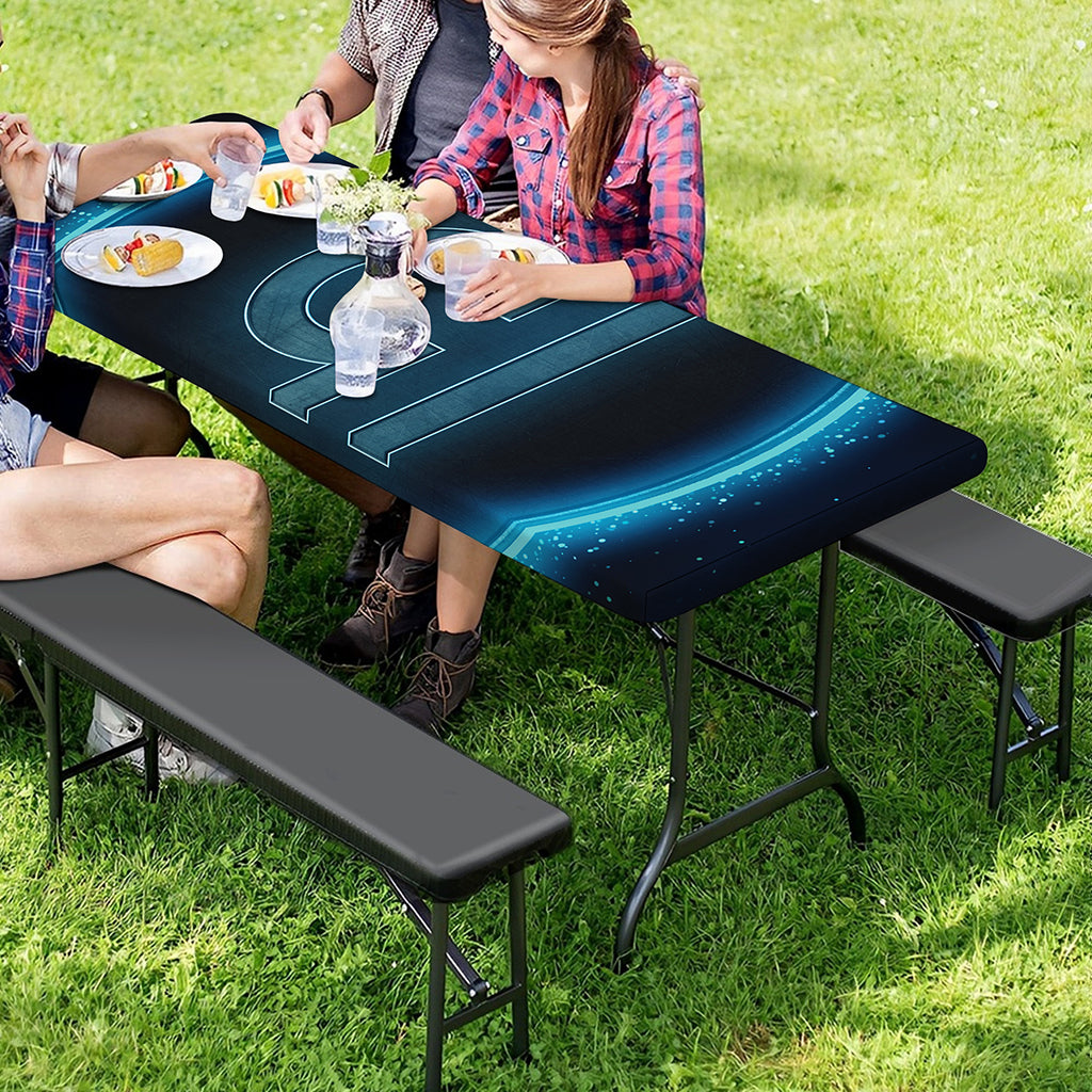 Blue Libra Zodiac Sign Print Picnic Table Cover