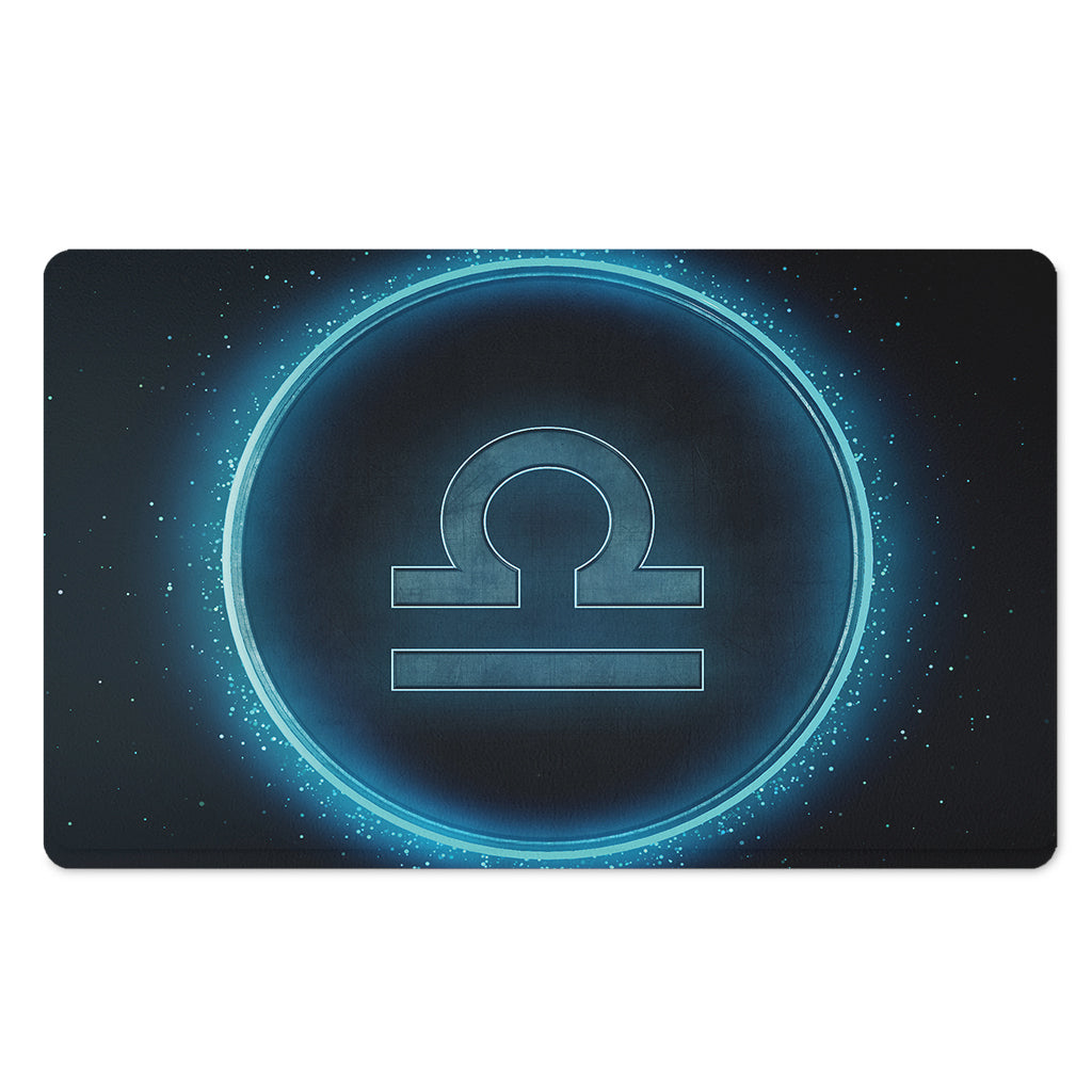 Blue Libra Zodiac Sign Print Polyester Doormat