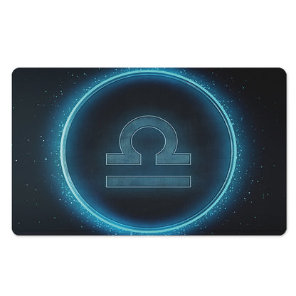 Blue Libra Zodiac Sign Print Polyester Doormat