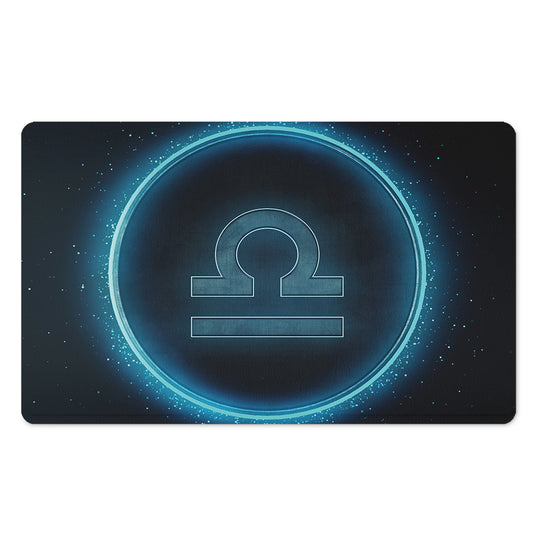 Blue Libra Zodiac Sign Print Polyester Doormat