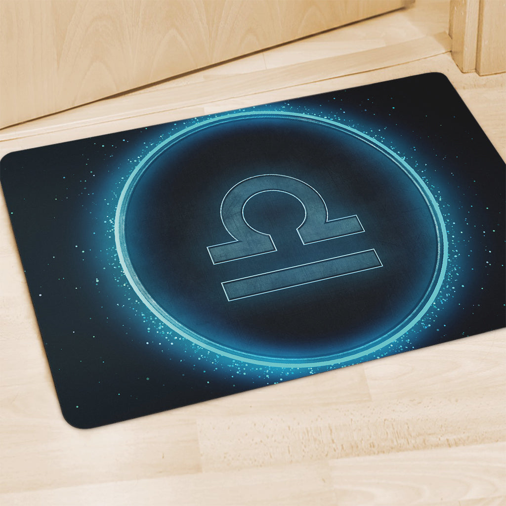 Blue Libra Zodiac Sign Print Polyester Doormat