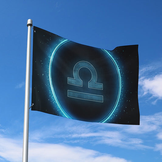 Blue Libra Zodiac Sign Print Polyester Flag