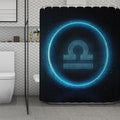 Blue Libra Zodiac Sign Print Polyester Shower Curtain