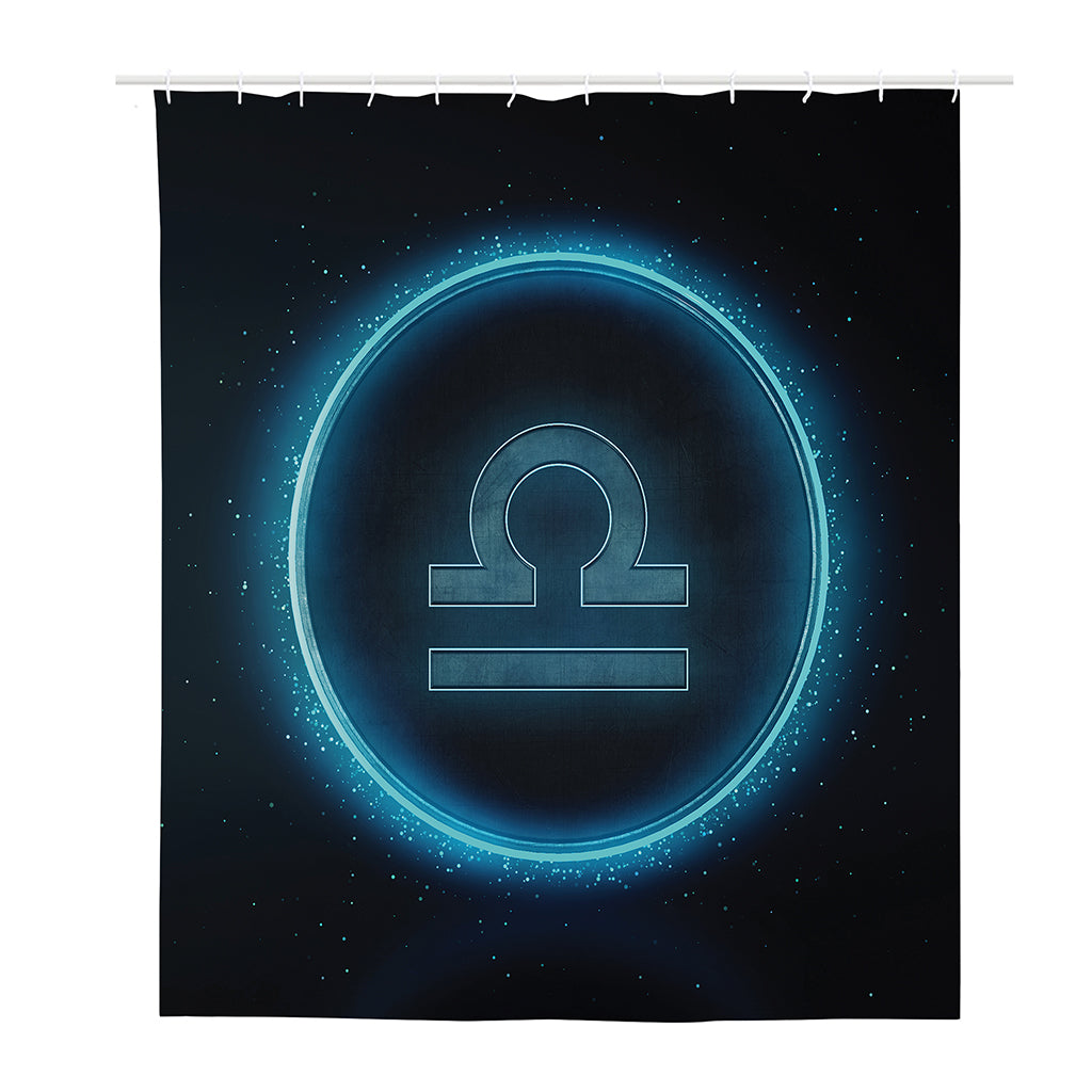 Blue Libra Zodiac Sign Print Polyester Shower Curtain