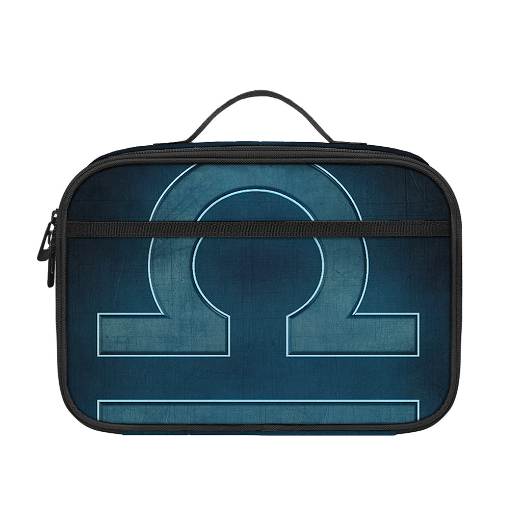 Blue Libra Zodiac Sign Print Portable Lunch Bag