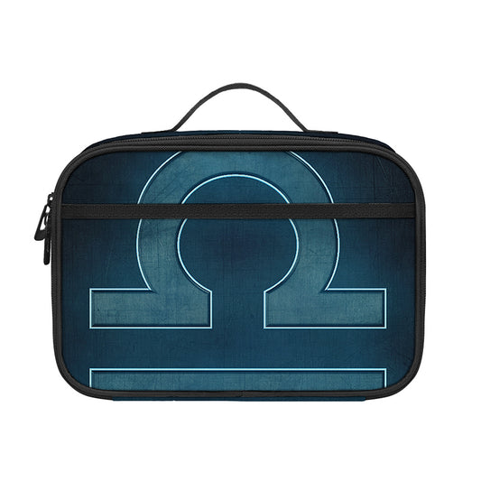 Blue Libra Zodiac Sign Print Portable Lunch Bag