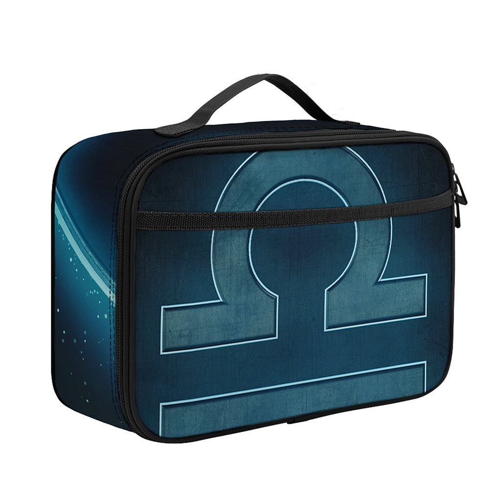 Blue Libra Zodiac Sign Print Portable Lunch Bag