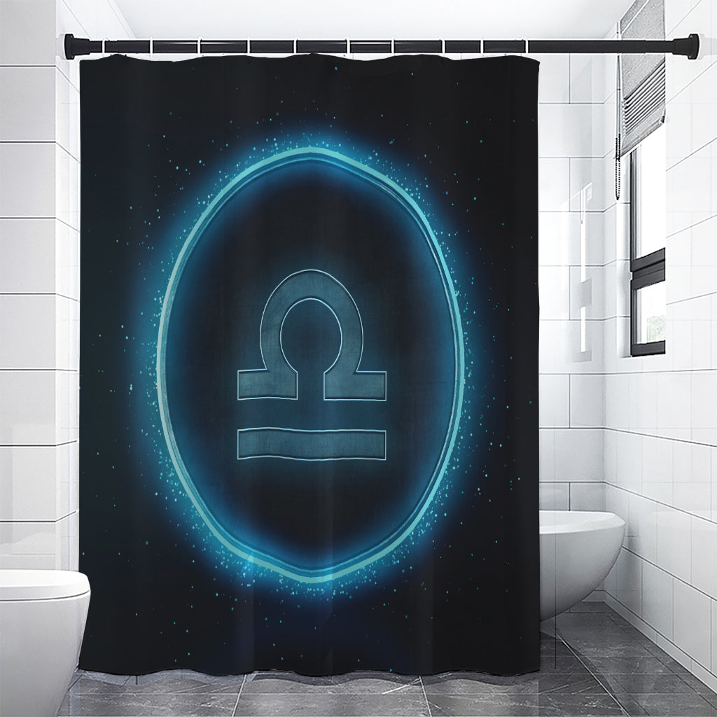 Blue Libra Zodiac Sign Print Premium Shower Curtain