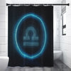 Blue Libra Zodiac Sign Print Premium Shower Curtain