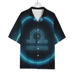 Blue Libra Zodiac Sign Print Rayon Hawaiian Shirt