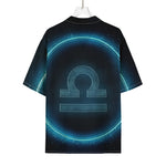 Blue Libra Zodiac Sign Print Rayon Hawaiian Shirt