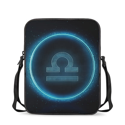 Blue Libra Zodiac Sign Print Rectangular Crossbody Bag
