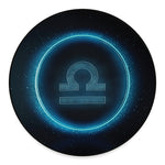 Blue Libra Zodiac Sign Print Round Floor Mat
