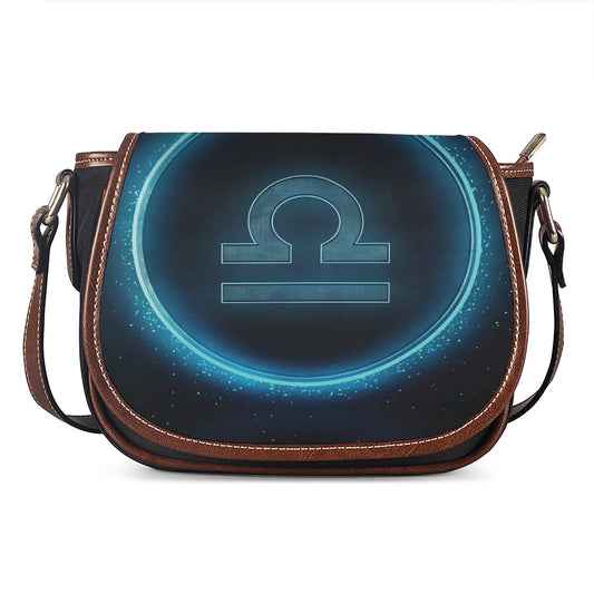 Blue Libra Zodiac Sign Print Saddle Bag