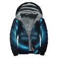 Blue Libra Zodiac Sign Print Sherpa Lined Zip Up Hoodie