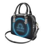 Blue Libra Zodiac Sign Print Shoulder Handbag