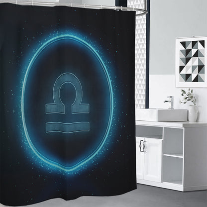 Blue Libra Zodiac Sign Print Shower Curtain
