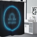 Blue Libra Zodiac Sign Print Shower Curtain