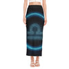 Blue Libra Zodiac Sign Print Side Slit Maxi Skirt