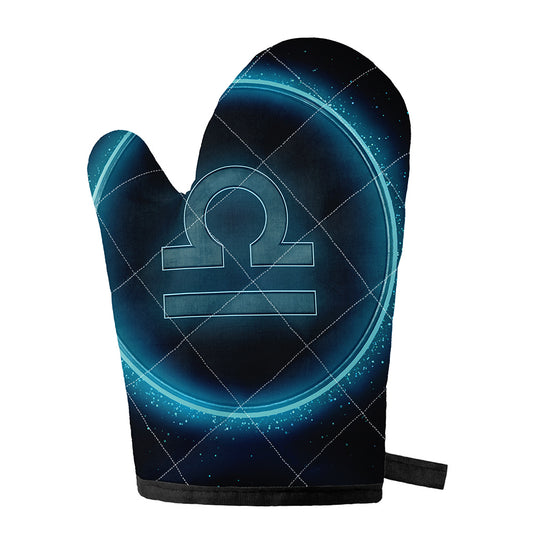 Blue Libra Zodiac Sign Print Single Oven Mitt