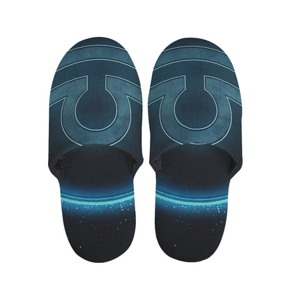 Blue Libra Zodiac Sign Print Slippers