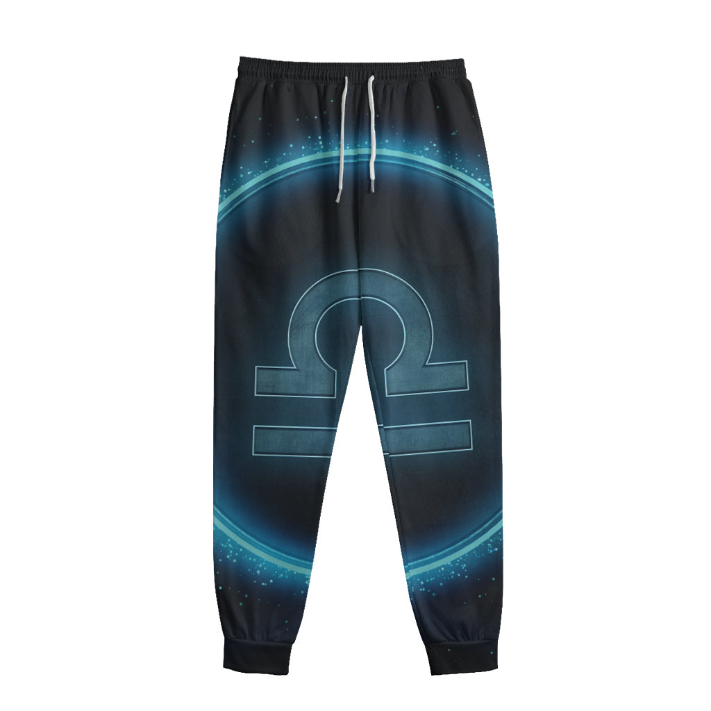 Blue Libra Zodiac Sign Print Sweatpants