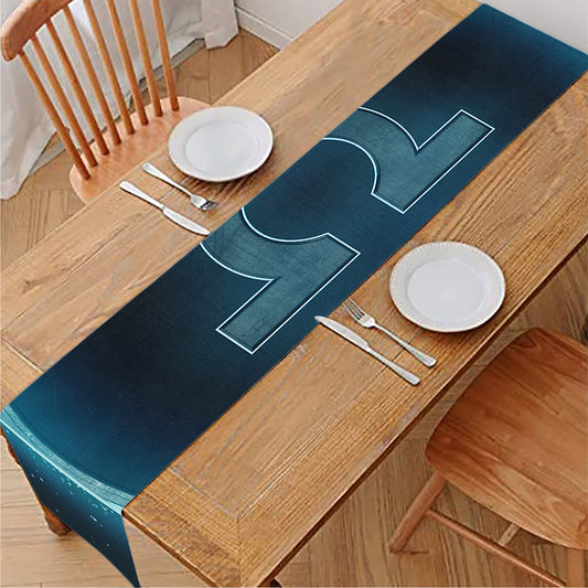 Blue Libra Zodiac Sign Print Table Runner