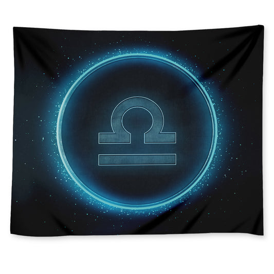 Blue Libra Zodiac Sign Print Tapestry