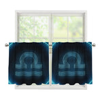 Blue Libra Zodiac Sign Print Tier Curtains