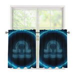 Blue Libra Zodiac Sign Print Tier Curtains