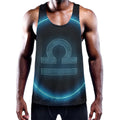 Blue Libra Zodiac Sign Print Men's Workout Tank Top