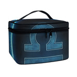 Blue Libra Zodiac Sign Print Travel Makeup Bag
