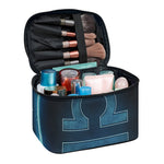 Blue Libra Zodiac Sign Print Travel Makeup Bag