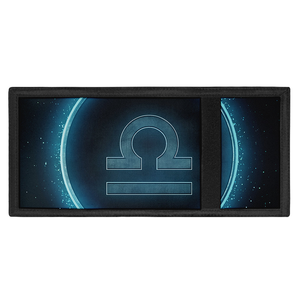 Blue Libra Zodiac Sign Print Trifold Wallet