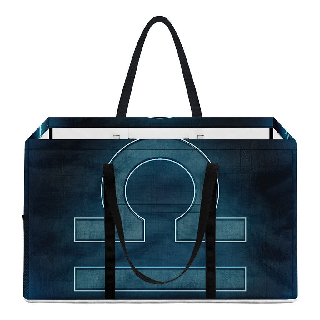 Blue Libra Zodiac Sign Print Utility Tote Bag