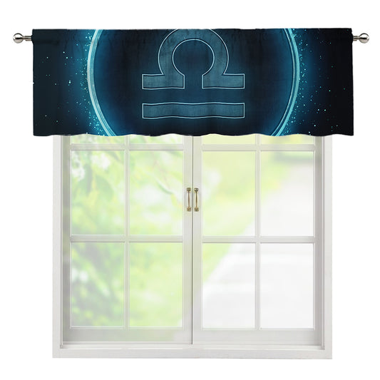 Blue Libra Zodiac Sign Print Window Valance