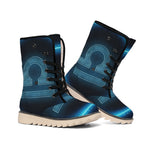 Blue Libra Zodiac Sign Print Winter Boots