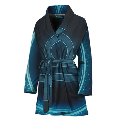 Blue Libra Zodiac Sign Print Women's Bathrobe