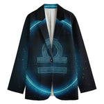 Blue Libra Zodiac Sign Print Women's Blazer