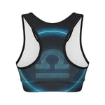 Blue Libra Zodiac Sign Print Women's Sports Bra