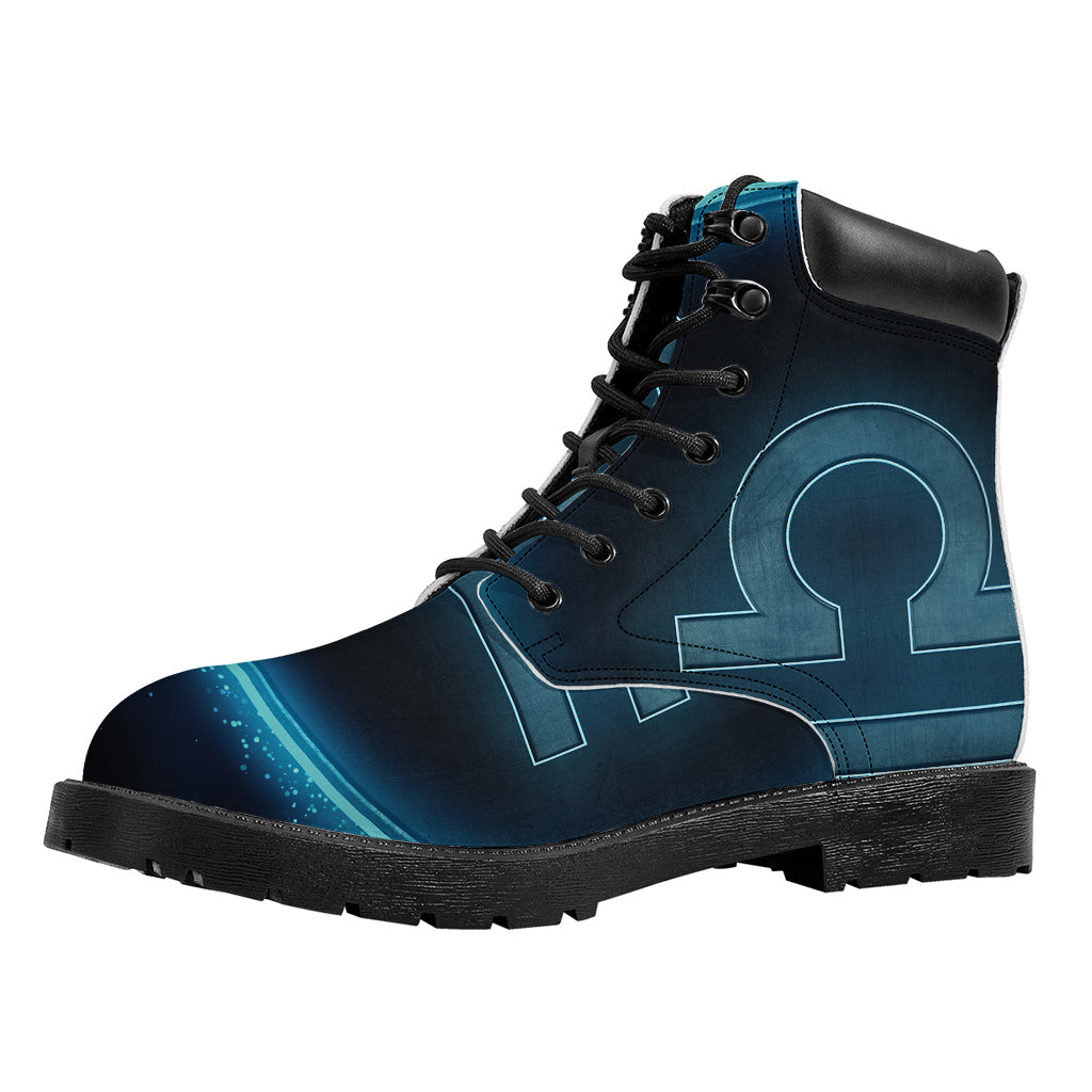 Blue Libra Zodiac Sign Print Work Boots