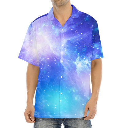 Blue Light Nebula Galaxy Space Print Aloha Shirt