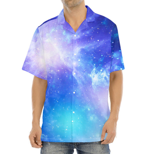 Blue Light Nebula Galaxy Space Print Aloha Shirt