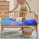 Blue Light Nebula Galaxy Space Print Baby Crib Sheet