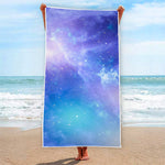 Blue Light Nebula Galaxy Space Print Beach Towel