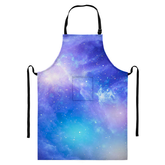 Blue Light Nebula Galaxy Space Print Bib Apron With Pocket
