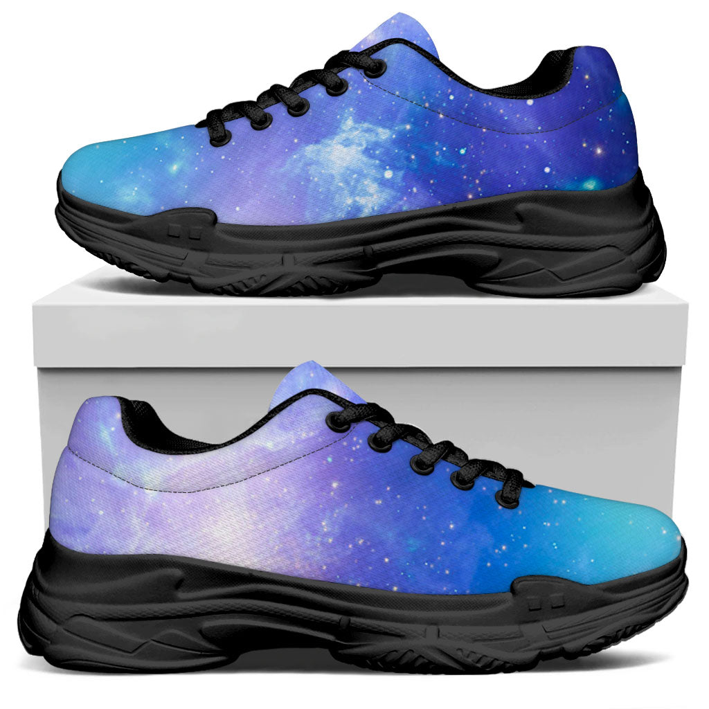 Blue Light Nebula Galaxy Space Print Black Chunky Shoes