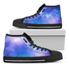 Blue Light Nebula Galaxy Space Print Black High Top Sneakers