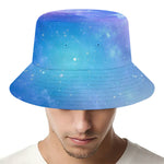 Blue Light Nebula Galaxy Space Print Bucket Hat