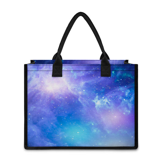 Blue Light Nebula Galaxy Space Print Canvas Tote Bag